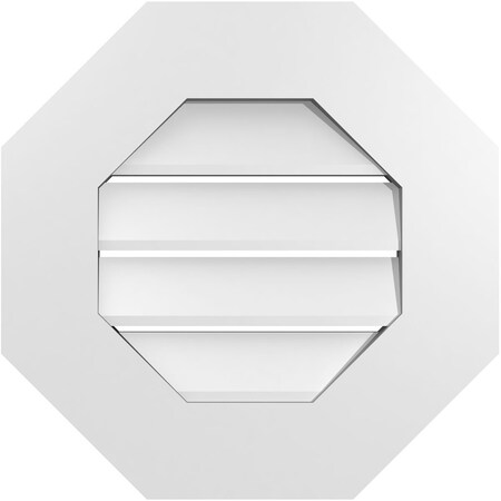 Ekena Millwork Octagonal Surface Mount PVC Gable Vent: Functional, w/ 3-1/2"W x 1"P Standard Frame, 18"W x 18"H GVPOC18X1801SF